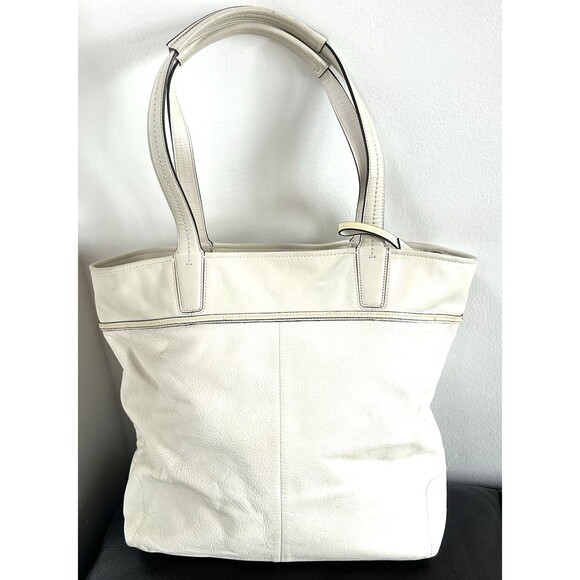 Coach 17041 Audrey Leigh Laser Cut Perforated Ivory Leather Tote Shoulder Bag - Picture 2 of 14